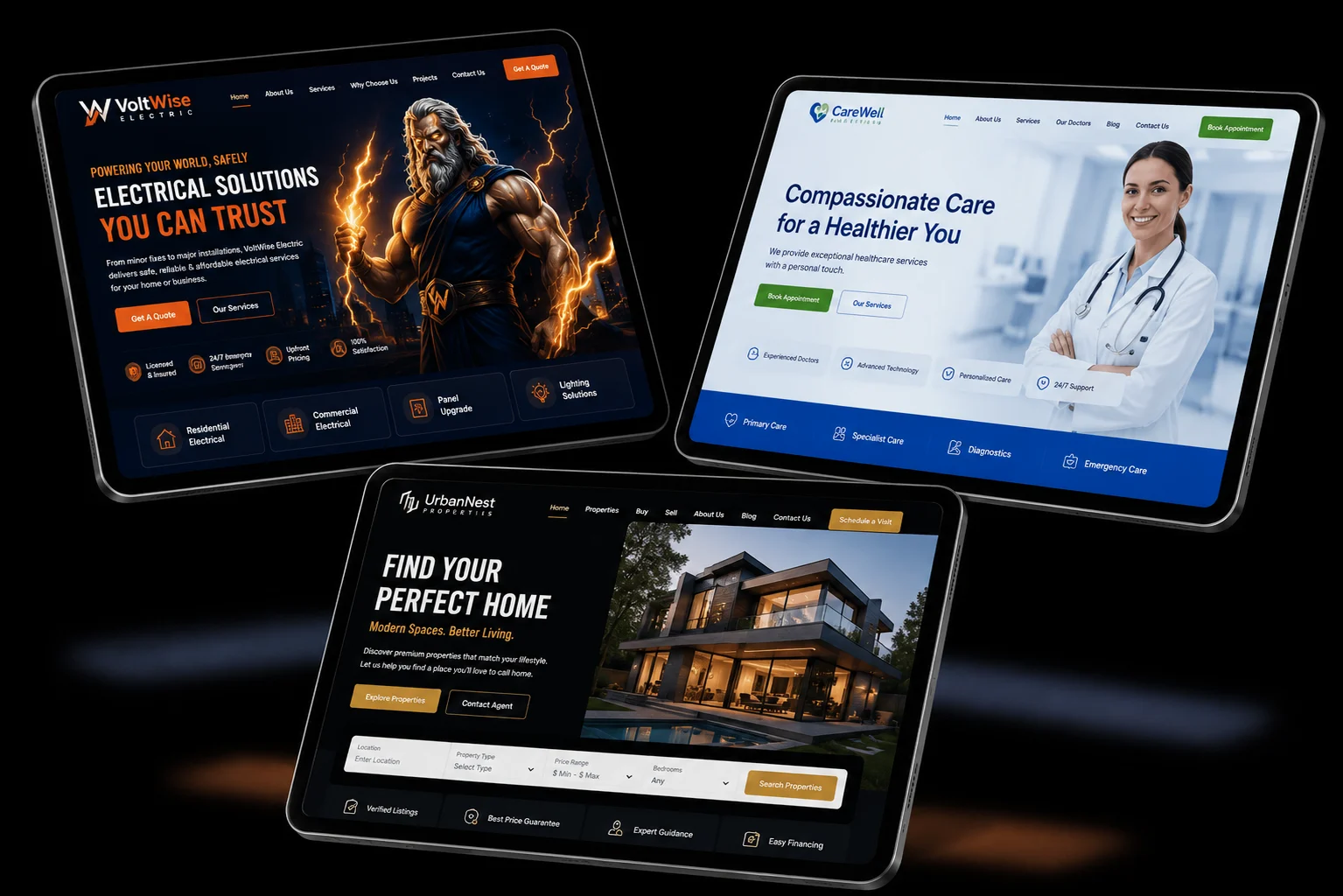 website design mockups